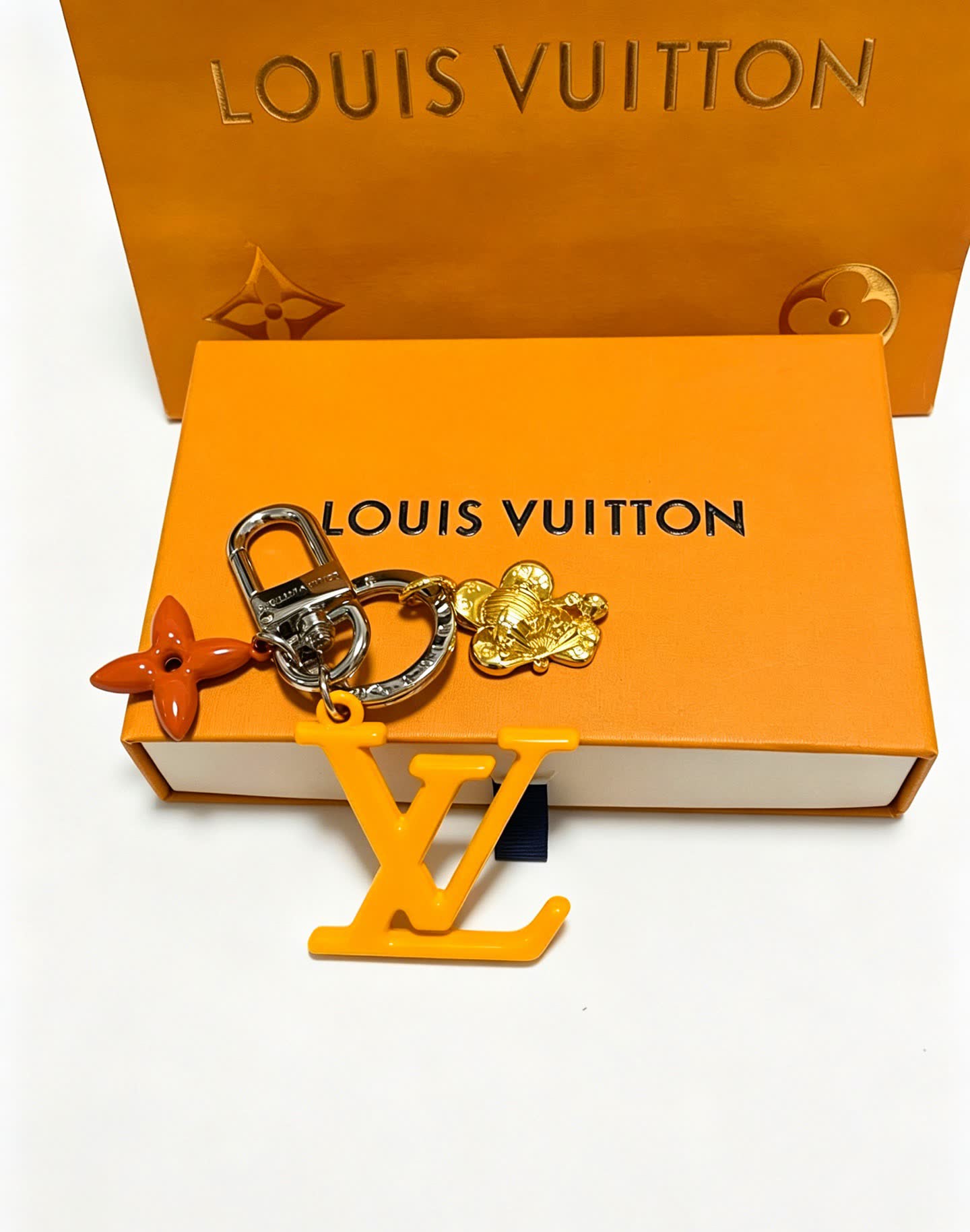 Louis Vuitton Keychain with LV Logo and Monogram Motif